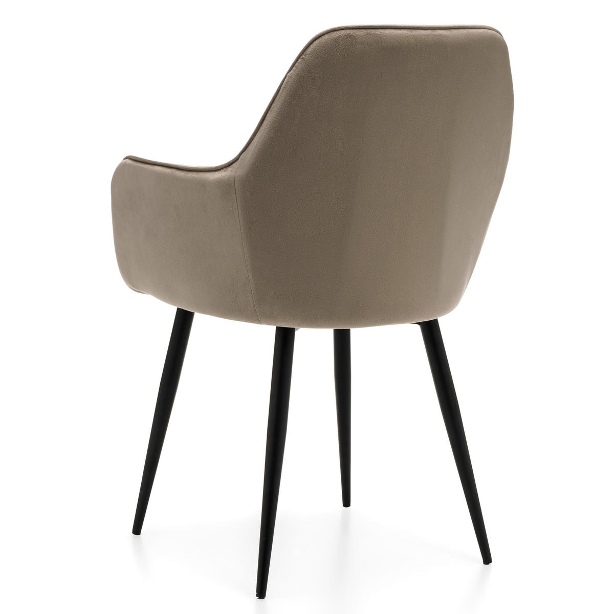 STUHL EMILIA gepolstert mit Steppung - dunkelbeige - Samt Velours - Beige/Schwarz, Textil/Metall (58/90/58cm) - NEW HOME