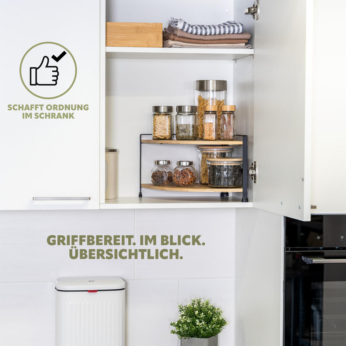 GEWÜRZ-ECKREGAL Bambus/Metall schwarz - Schwarz, Holz (30/21/30cm) - eluno