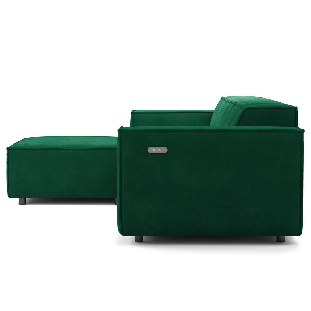 ECKSOFA mit Longchair - Dunkelgrün/Schwarz, Kunststoff/Textil (260/177cm) - home24