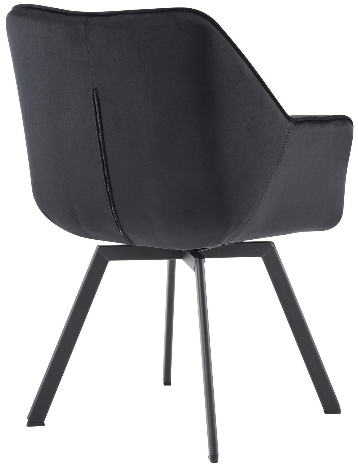 ESSZIMMERSTUHL 2er Set Samt Schwarz - Schwarz, Textil/Metall (60/81/59cm) - CLP