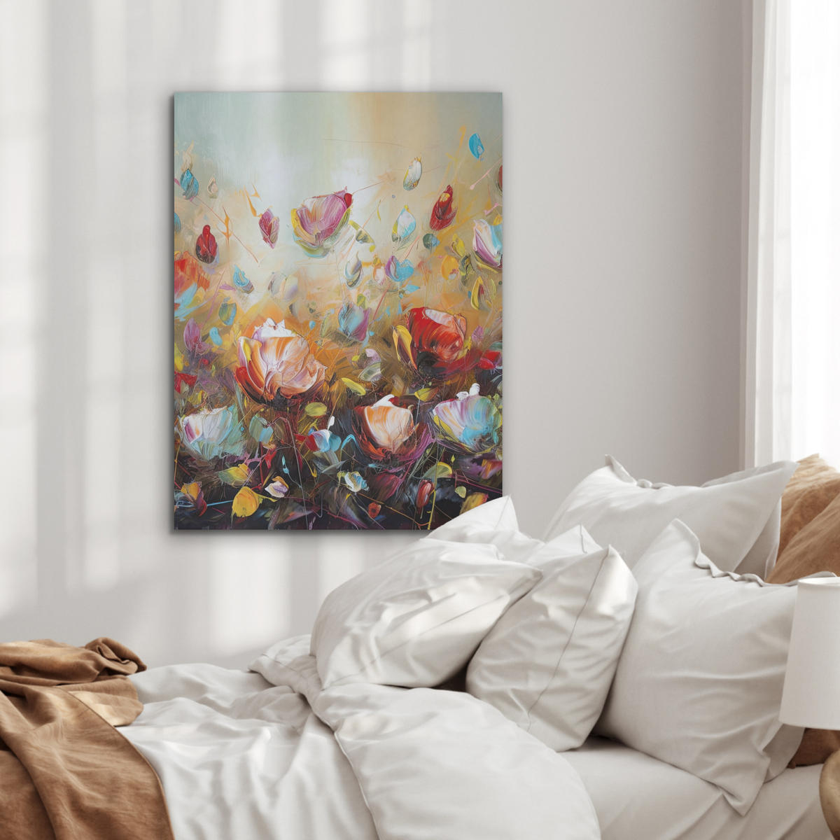 AKUSTIKPANEEL Blumen - Kunst - Natur - Ölgemälde 60x80 cm - Multicolor, Textil (60/0.9/80cm) - MuchoWow