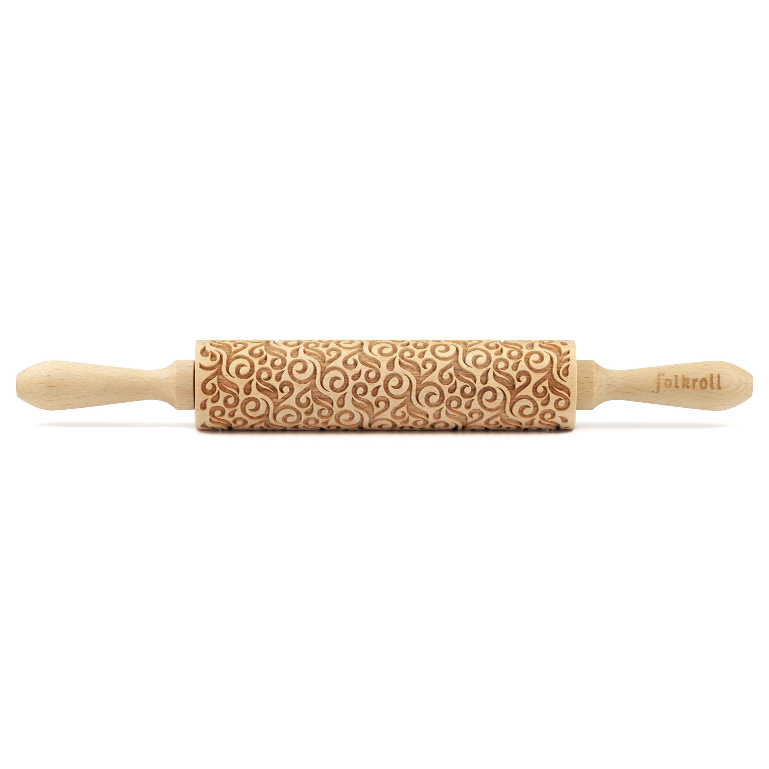 MOTIV-TEIGROLLE Floral Deko, medium, 37 cm, Buchenholz - Braun, Holz (4.5cm) - Folkroll