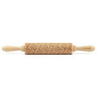 MOTIV-TEIGROLLE Floral Deko, medium, 37 cm, Buchenholz - Braun, Holz (4.5cm) - Folkroll