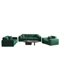 SOFASET Celes Premium 3-2-1 In Opera - Grün, Holzwerkstoff/Textil (225/73/88cm) - Fun Möbel