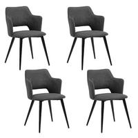 ARMLEHNSTUHL mit Stoffbezug Grey 4er-Set - Grau, Textil (46/81/45cm) - Meubles Cosy