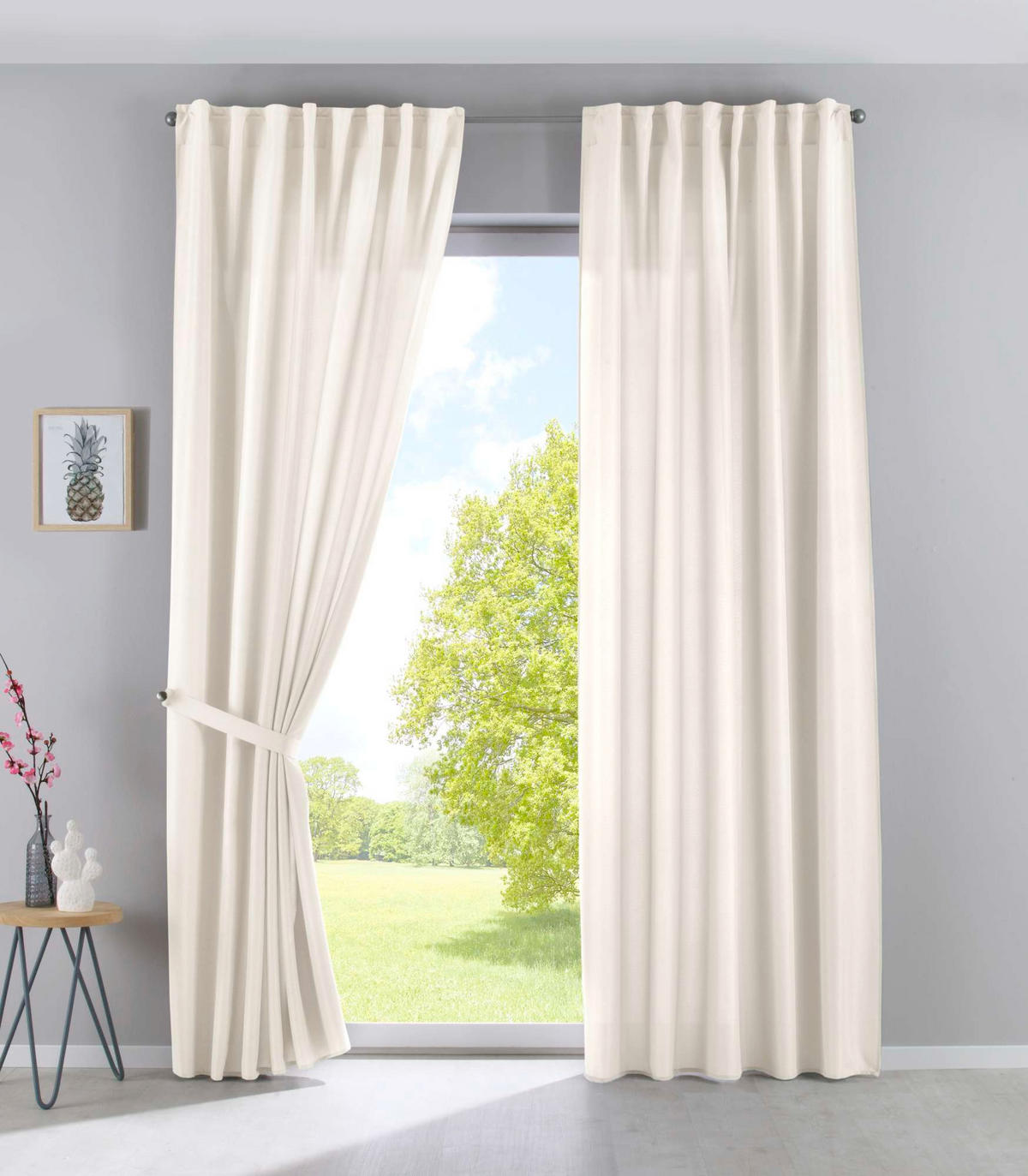 SCHLAUFENGARDINE 2ER SET »Jena« HxB 225x140 cm Creme - Creme, Textil (140/225cm) - Gardinenbox