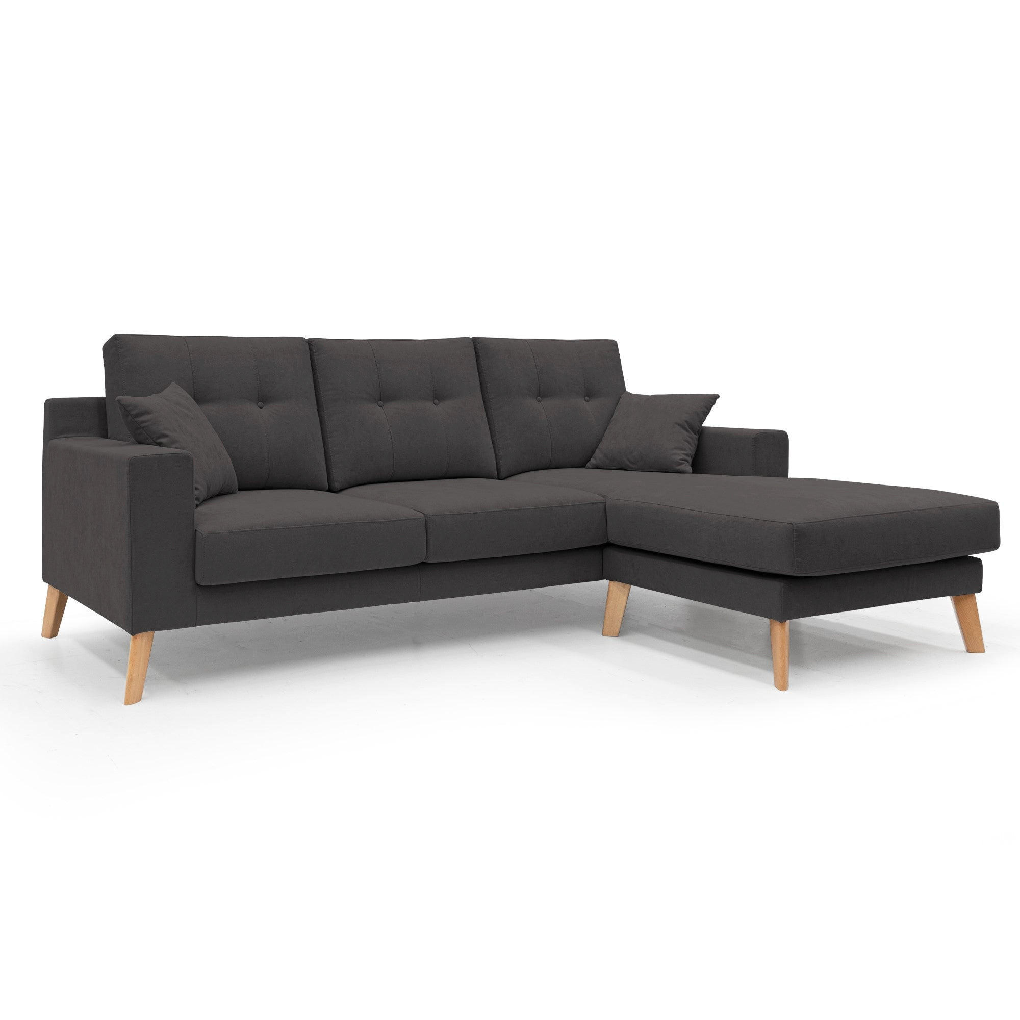 ECKSOFA Danish - Schwarz, Textil (237/91cm) - Divani.store