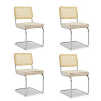 SCHWINGSTUHL DE-36914 4er-Set mit Samtbezug und Rattan-Rückenlehne Beige - Beige, Metall (46.4/84.6/53cm) - ComfortXL