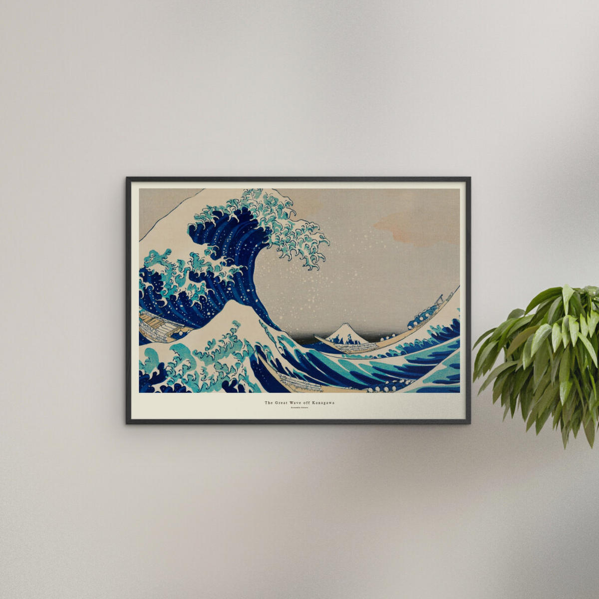 POSTER mit Rahmen A.P. Atelier - The Great Wave off Kanagawa - Blau/Schwarz, Holz/Papier (70/100cm) - Poster&Frame