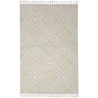 HOCHFLORTEPPICH, mit Fransen, TALLA, Rautenmuster, Creme, 200 x 300 cm - Beige, Textil (200/300cm) - KADIMA DESIGN