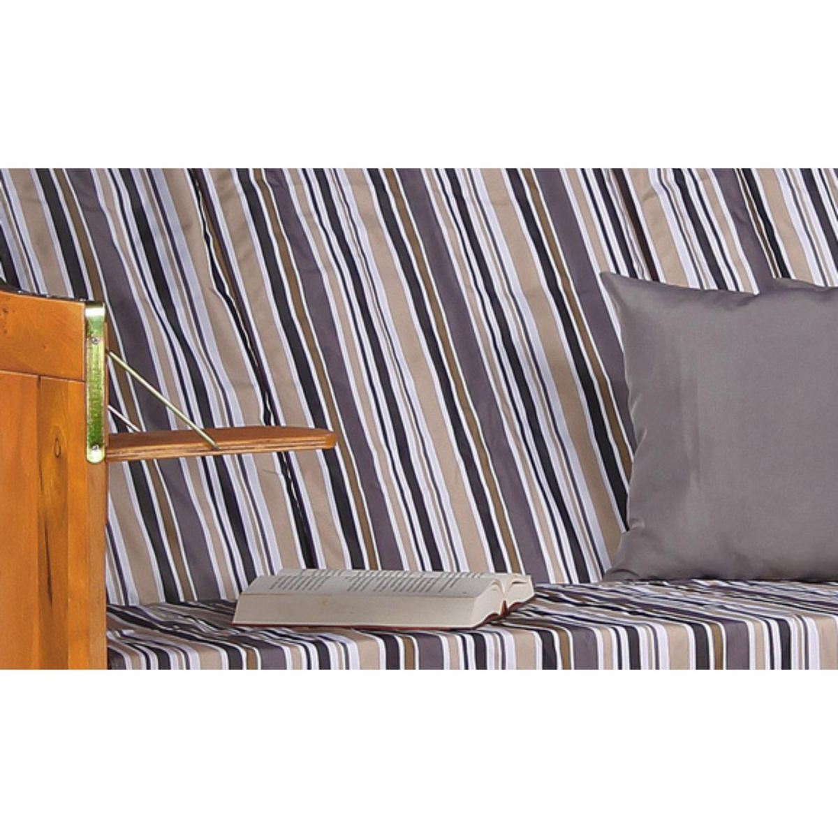 STRANDKORB XXL Ostsee 3Sitzer PE Schwarz - Schwarz/Braun, Metall (160/160/80cm) - Mr. Deko