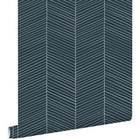 TAPETE Fischgrätmuster 53 cm x 10.05 m - Blau, Papier (53/1000cm) - ESTAhome