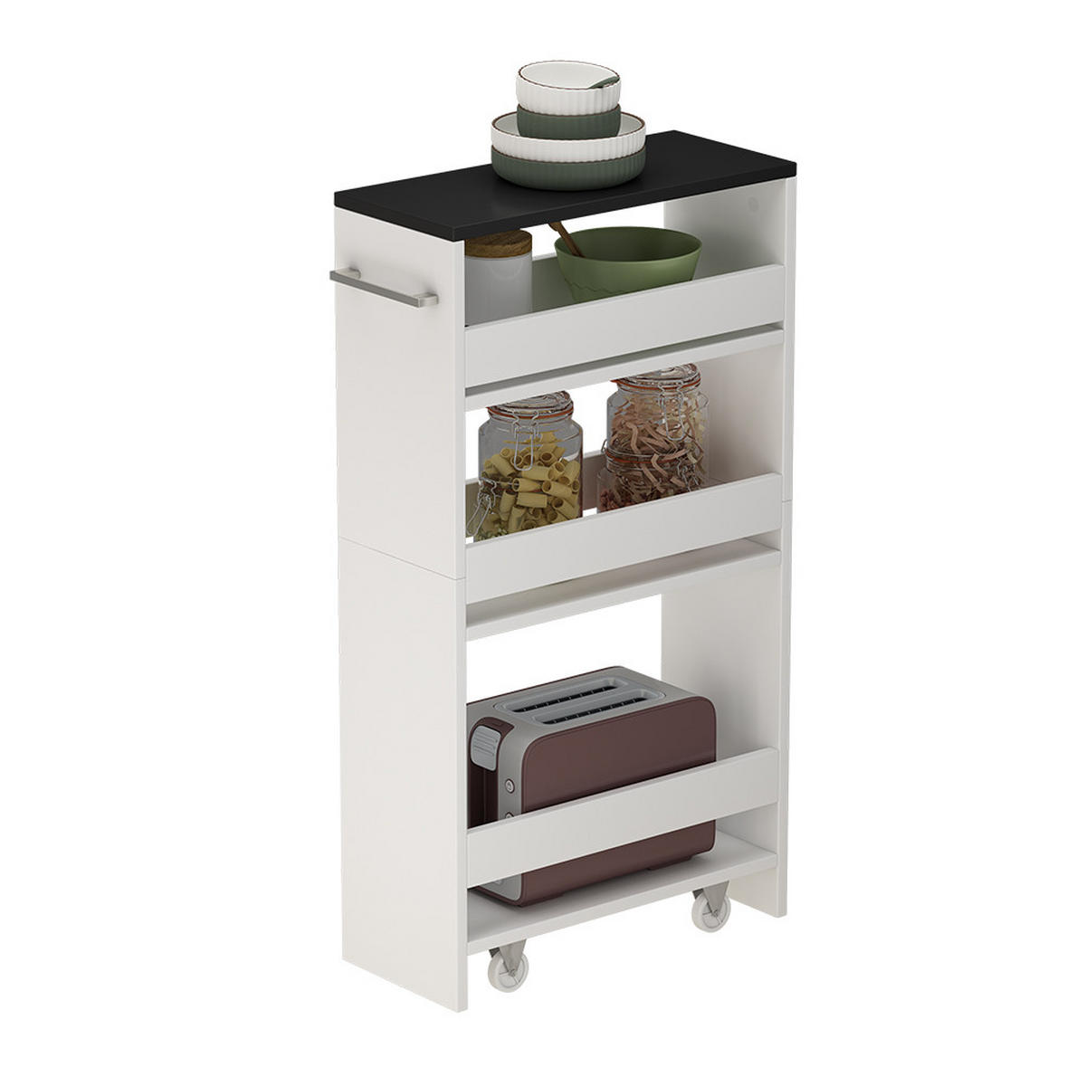 POJÍZDNÉ REGÁLY Rivo Bílá/antracitová - bílá/antracitová, kompozitní dřevo (20/84.4/46cm) - Vicco