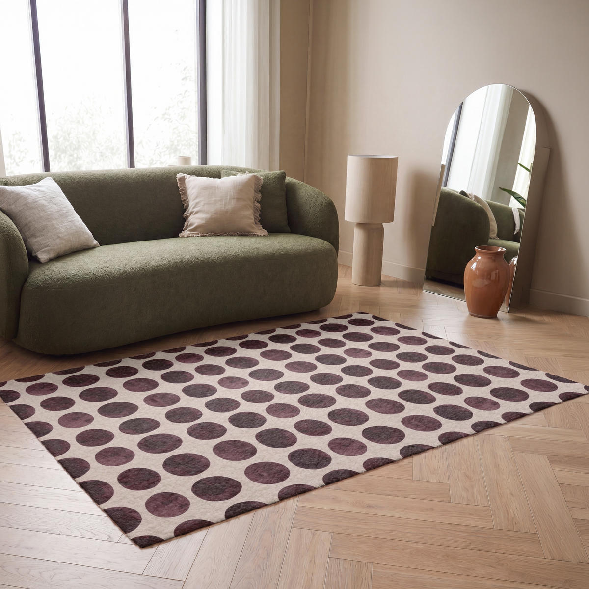 KOBERCE - Bodky - Vzor - Hnedý - 180x120 cm - tmavohnedá, textil/plast (180/0.4cm) - OnlyWow