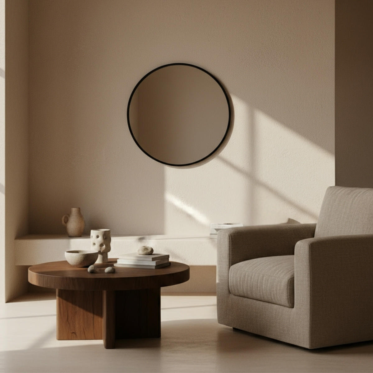 WANDSPIEGEL Loop Ø 60 cm - Schwarz, Glas (60/60/2.5cm) - EDAXO