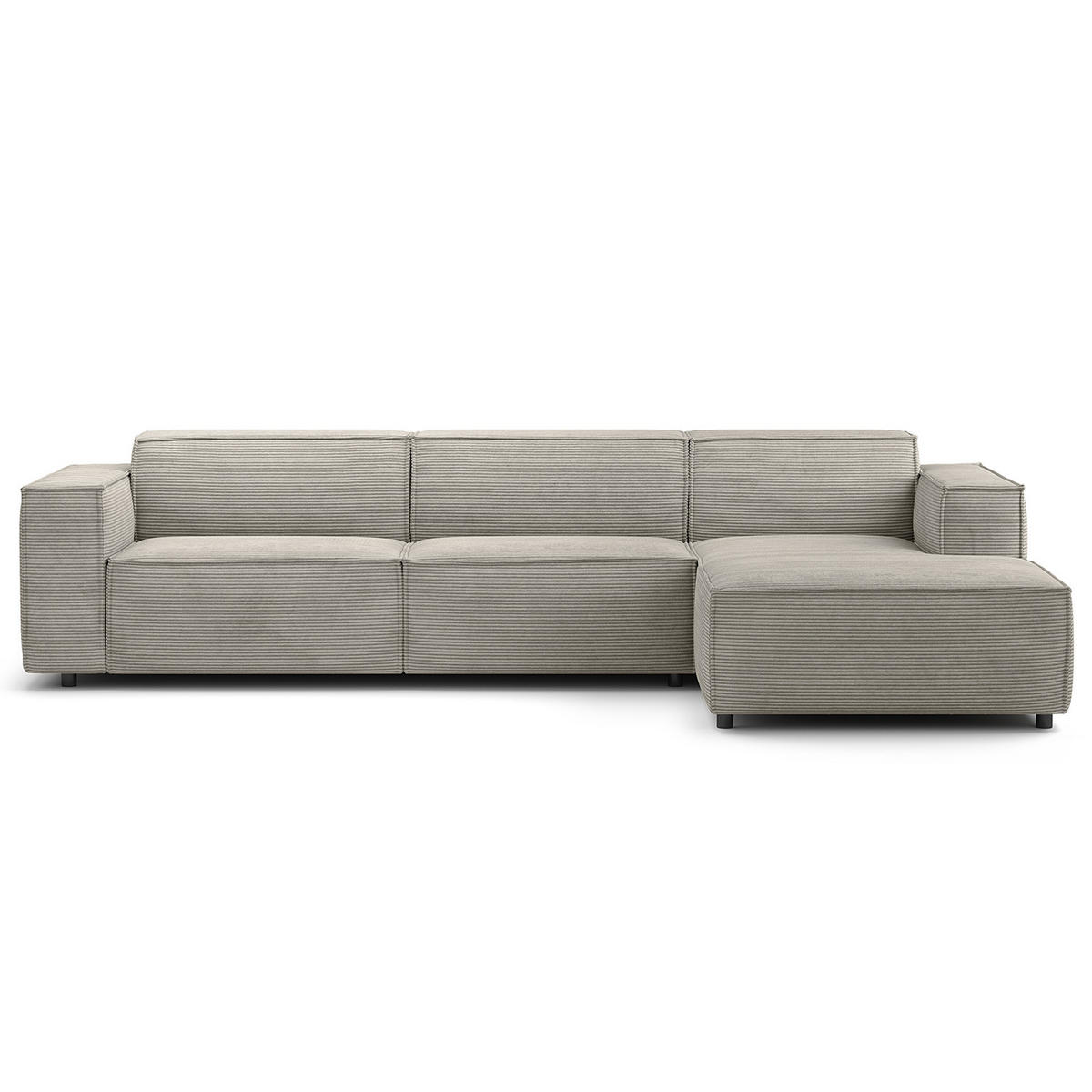 ECKSOFA mit Longchair - Graubraun/Schwarz, Kunststoff/Textil (294/177cm) - home24