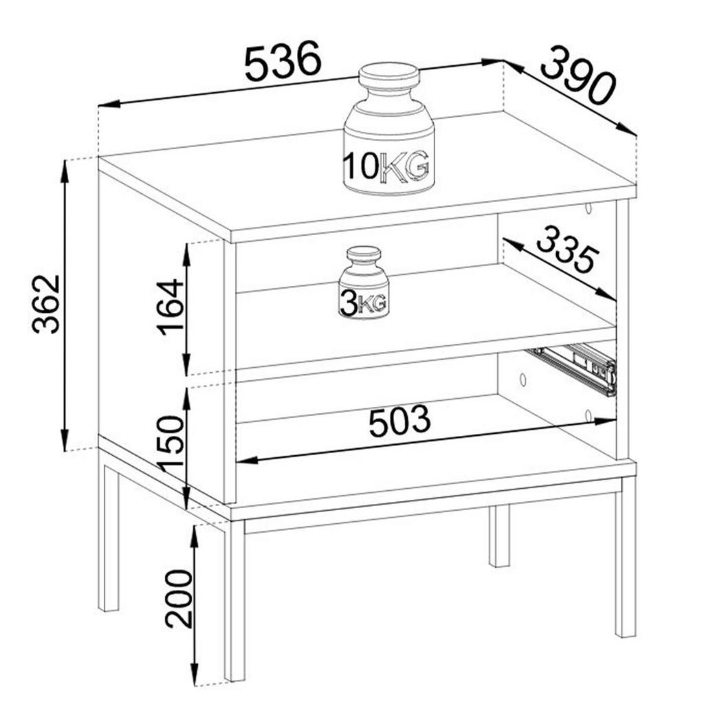 Thumbnail - Konsimo® Nachttisch, Creme, Holzwerkstoff, 56x53x39 cm, Schlafzimmer, Nachttische