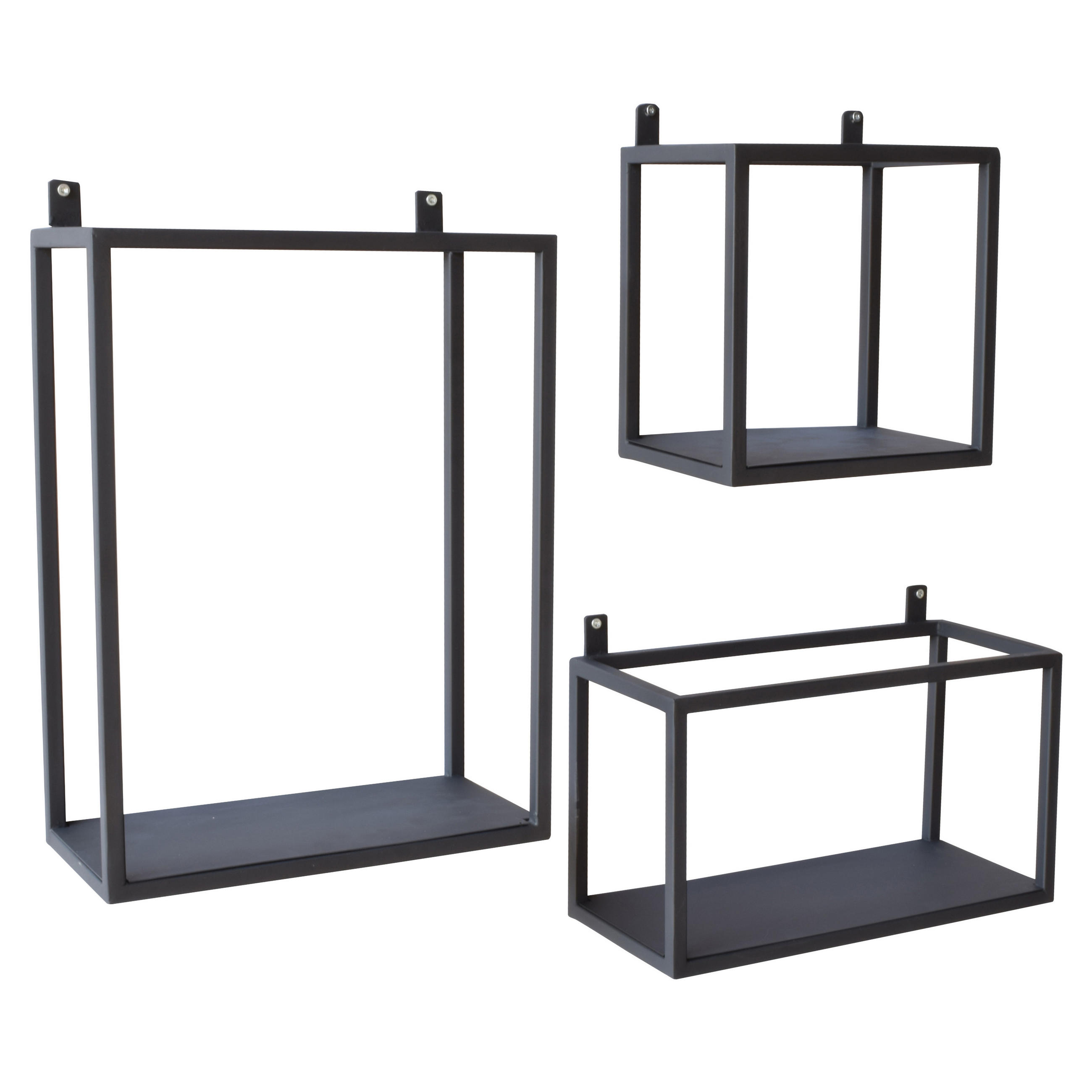 WANDREGAL Blik Schwarz 3er-set - Schwarz, Metall (32/40/15cm) - Urban Interiors