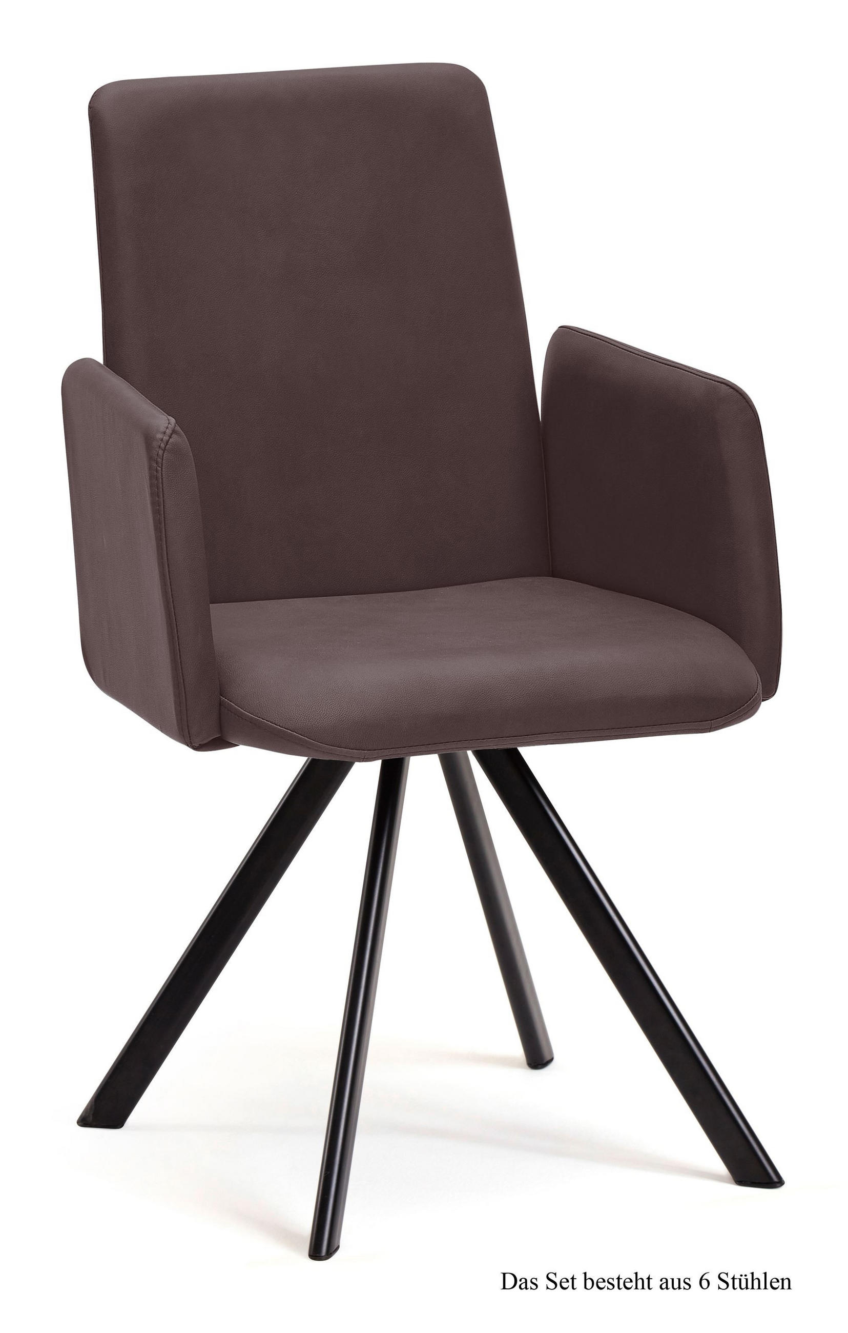 ARMLEHNSTUHL (6er-Set) Daune 52x92x60 Schwarz/Braun - Schwarz/Braun, Kunststoff (60/92/52cm) - 58aufmkessel