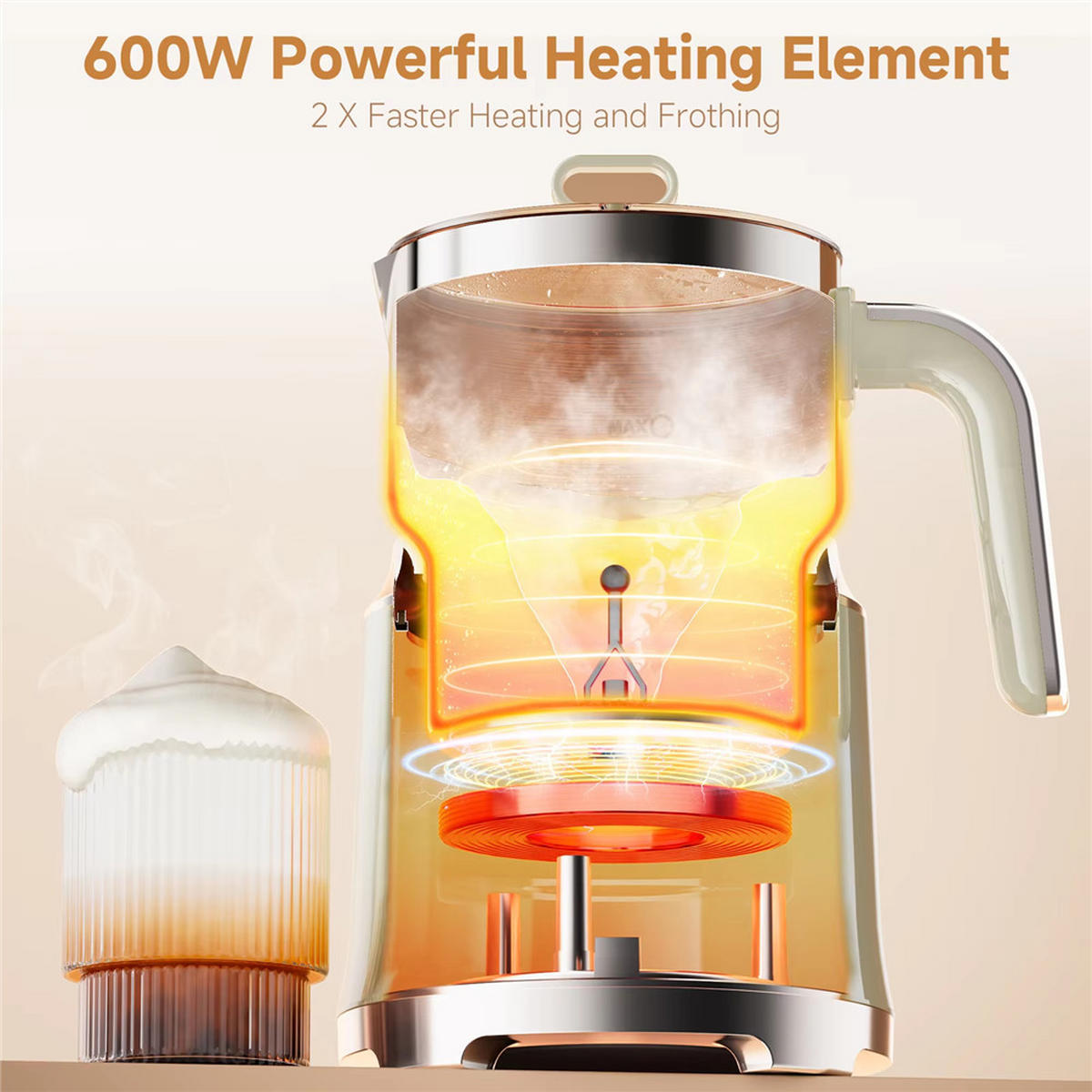 MILCHSCHÄUMER 7IN1 Elektrisch Heiß Kalt Kaffee Heiße Schokolade - Beige, Metall - Bextcok