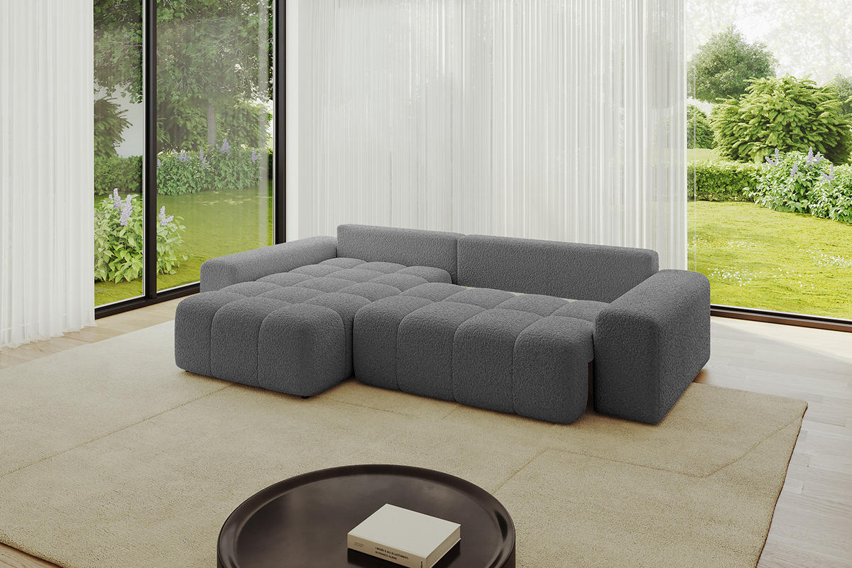 ECKSOFA Ottomane links/rechts ENIL-L 290x175x84 Grau Bouclé - Grau, Holzwerkstoff/Kunststoff (290/175cm) - ALTDECOR