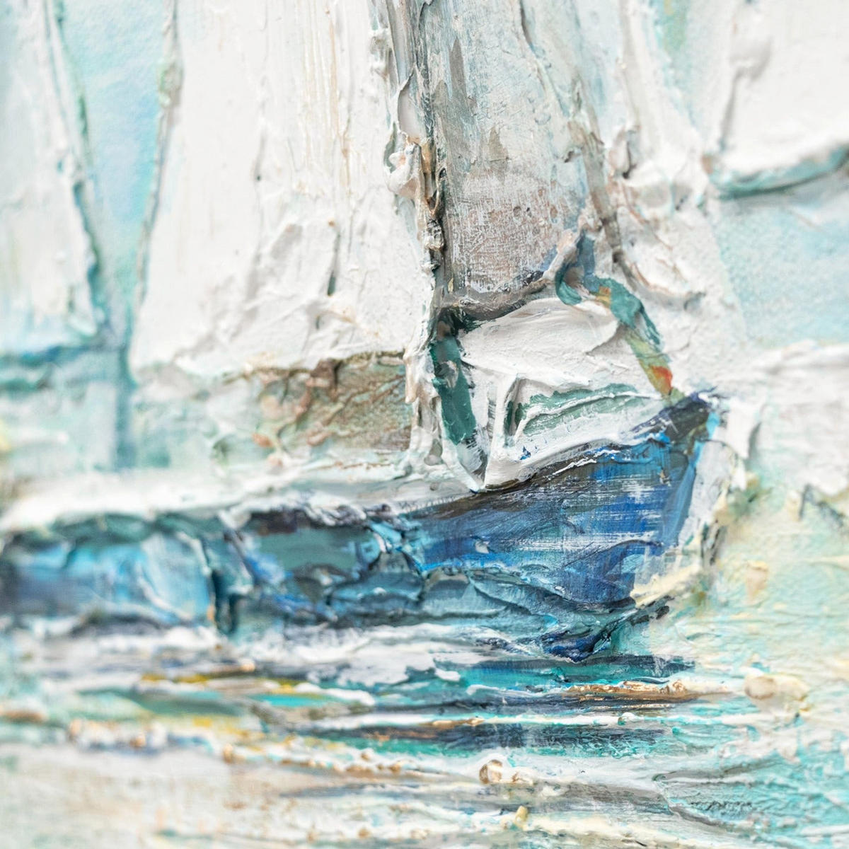 GEMÄLDE Meeresblau Schattenfugenrahmen Weiß 120x80 cm - Weiß, Holz (120/80cm) - YS-art gallery