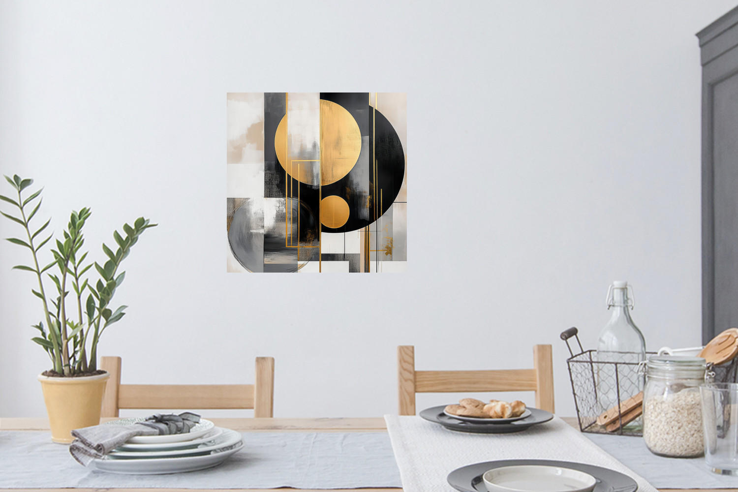 WANDTATTOO Abstrakt - Gold - Silber - Formen - Ästhetisch - Modern 50x50 cm - Goldfarben, Kunststoff (50/50/0.1cm) - MuchoWow