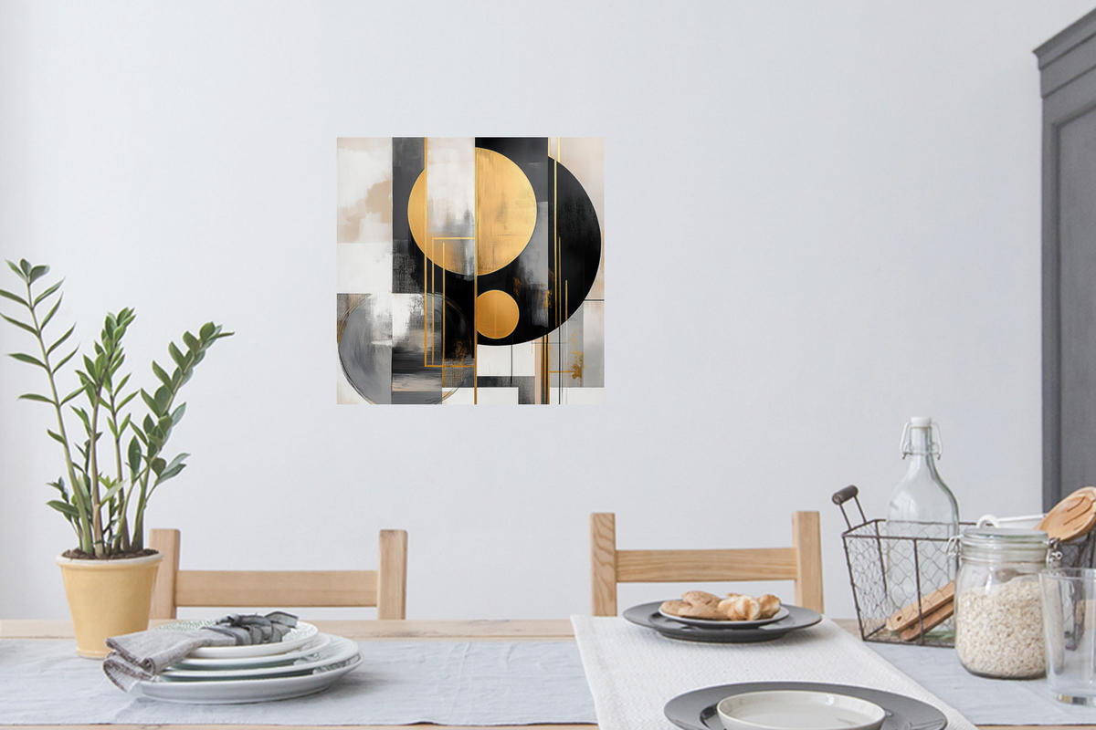 WANDTATTOO Abstrakt - Gold - Silber - Formen - Ästhetisch - Modern 50x50 cm - Goldfarben, Kunststoff (50/50/0.1cm) - MuchoWow