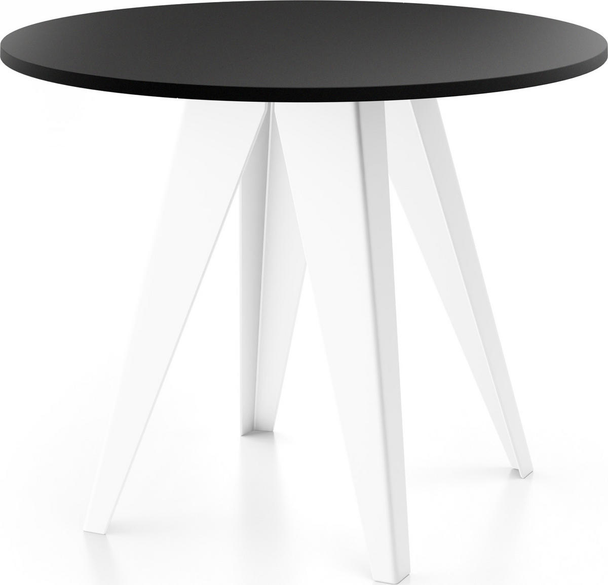 ESSTISCH Griffin runder ausziehbarer, Schwarz 90-130/100/76 cm - Schwarz/Weiß, Holzwerkstoff/Metall (90/90/76cm) - WFL GROUP