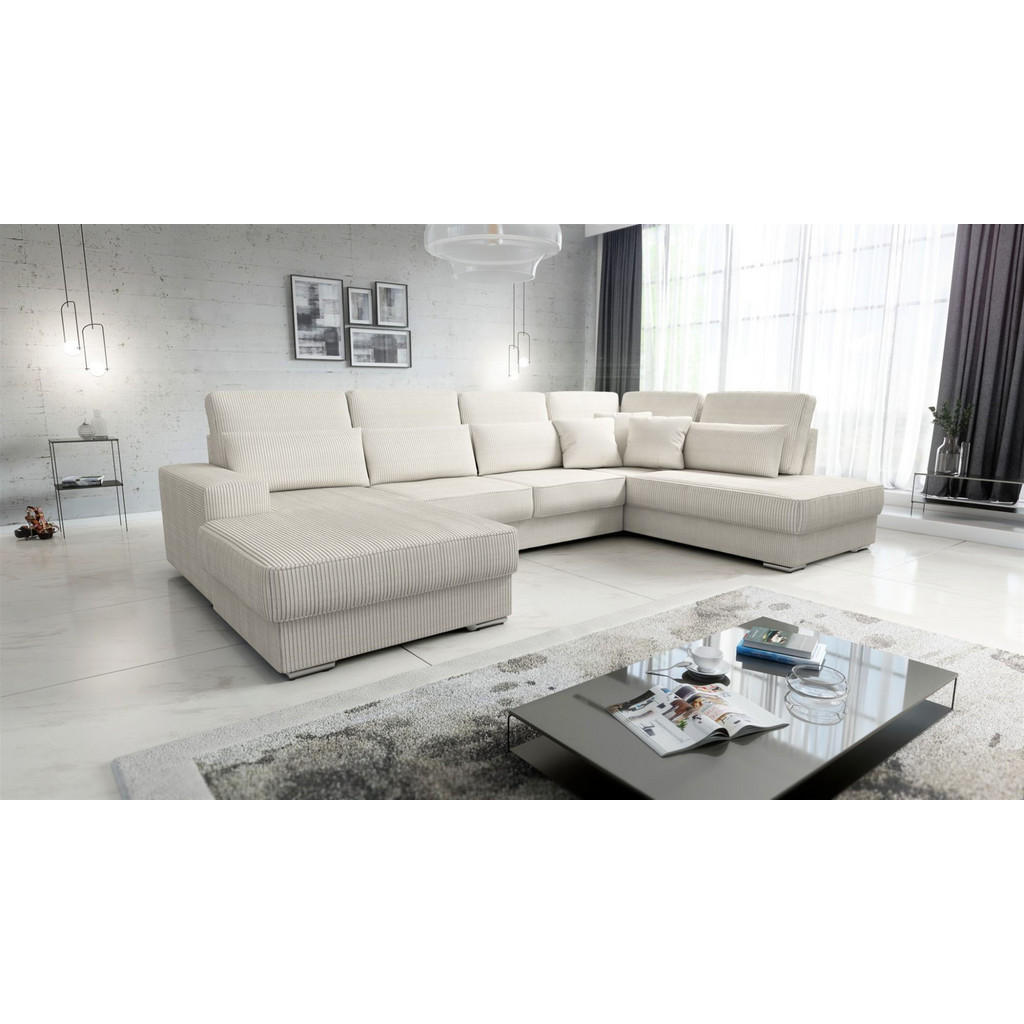 Thumbnail - Fun Möbel Wohnlandschaft, Beige, Textil, Ottomane links, 401x88x226 cm, Wohnzimmer, Sofas & Couches, Wohnlandschaften, W...