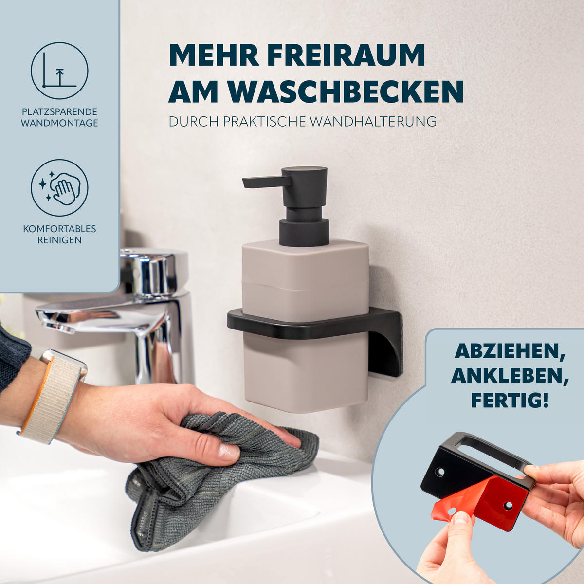 SEIFENSPENDER SAVONA Softtouch, taupe, eckig - Taupe, Kunststoff (9/15.5/10cm) - bremermann