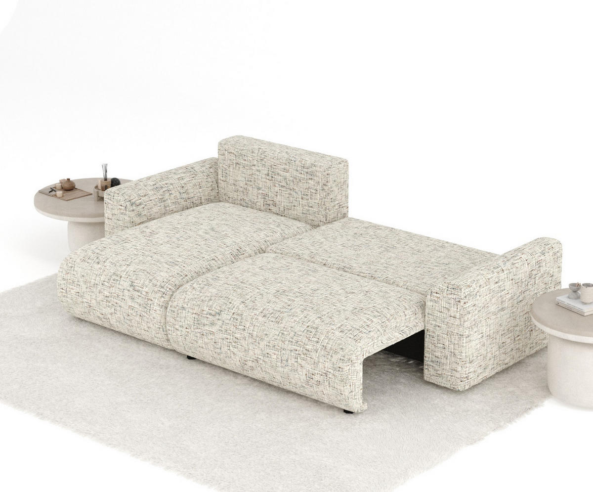 ECKSOFA MIT SCHLAFFUNKTION Bodega Beige Webstoff - Beige/Schwarz, Holz/Holzwerkstoff (235/138cm) - Maison de Reve