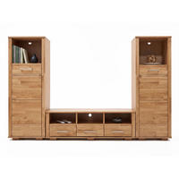 WOHNWAND 3-TEILIG Sandra Eiche Natur geölt 240 / 45 / 141cm - Eichefarben, Holz/Holzwerkstoff (240/141/45cm) - Feldmann-Wohnen