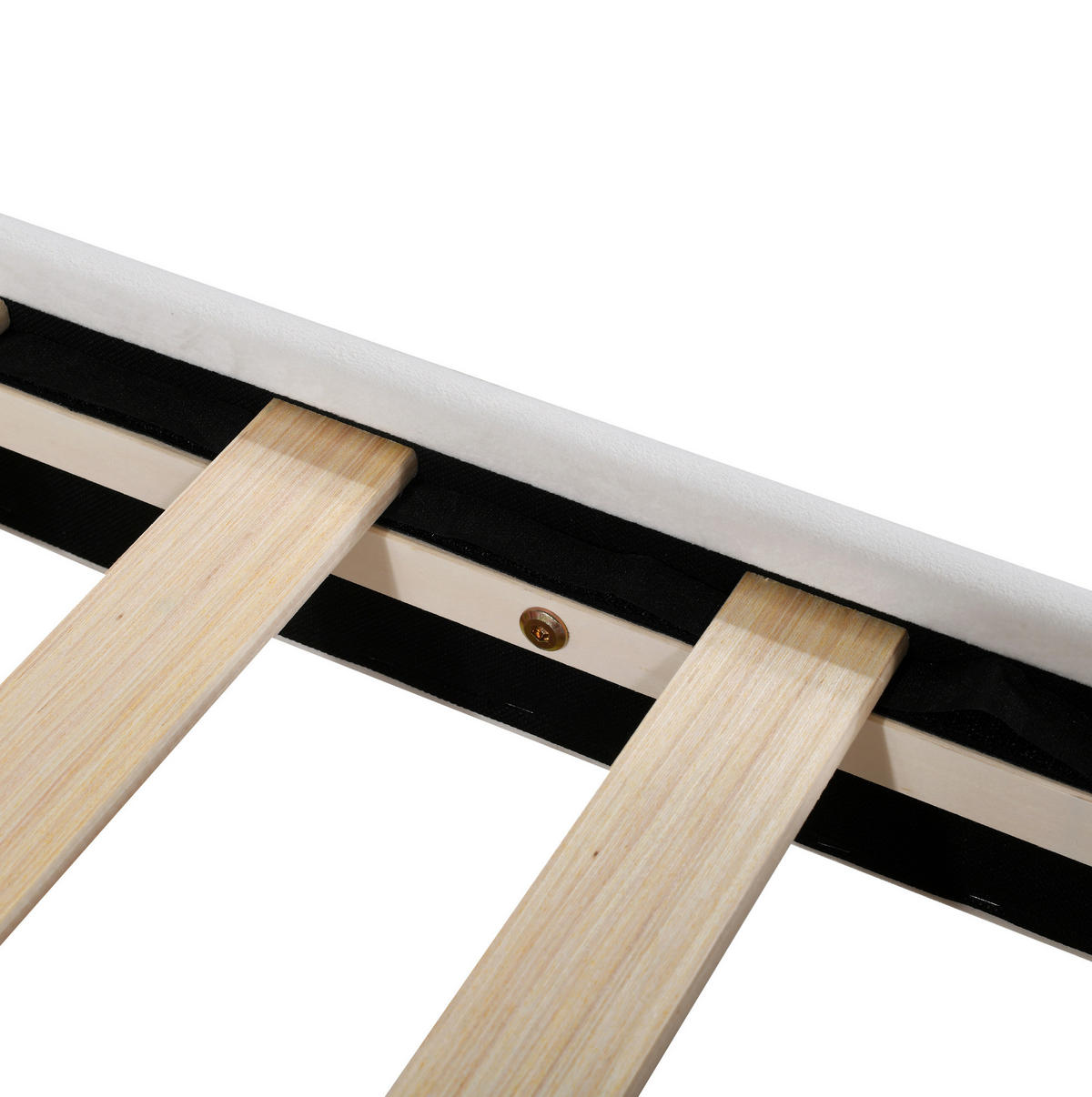 KINDER-POLSTERBETT aus Flanell 90x200 cm Beige mit Rückenlehne und Lattenrost - Beige, Holz (90/200cm) - IVMEU