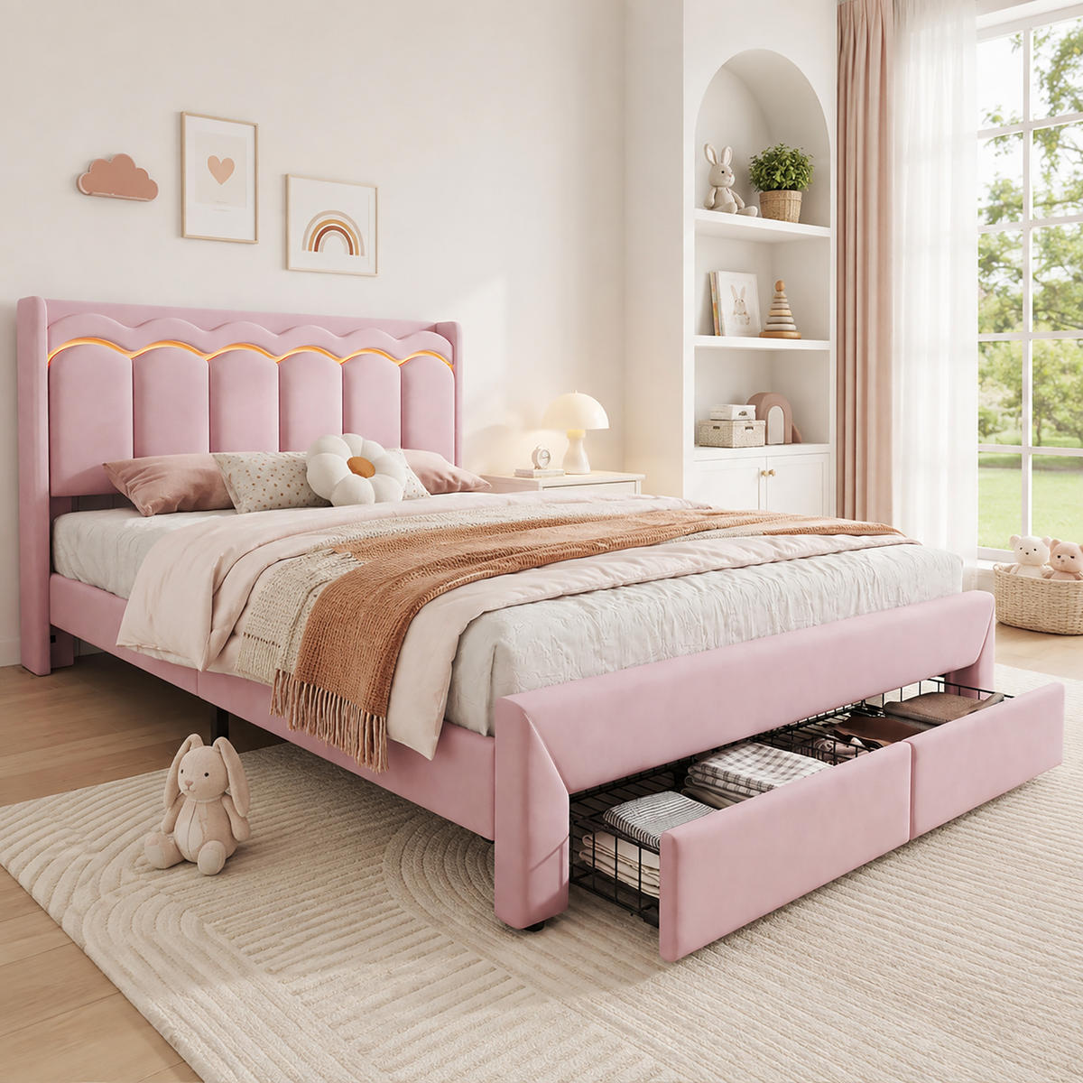 KINDERBETT 140/200 cm Rosa - Pink, Textil