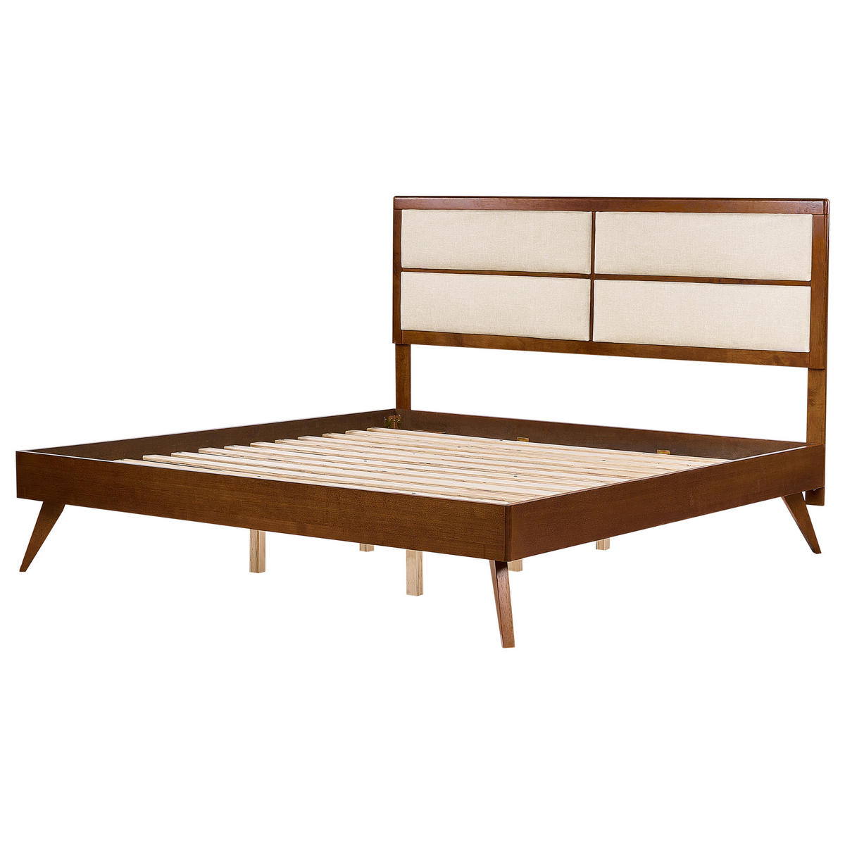 BETT mit Lattenrost 180/200 cm Dunkelbraun Poissy - Dunkelbraun/Beige, Holzwerkstoff (180/200cm) - Beliani