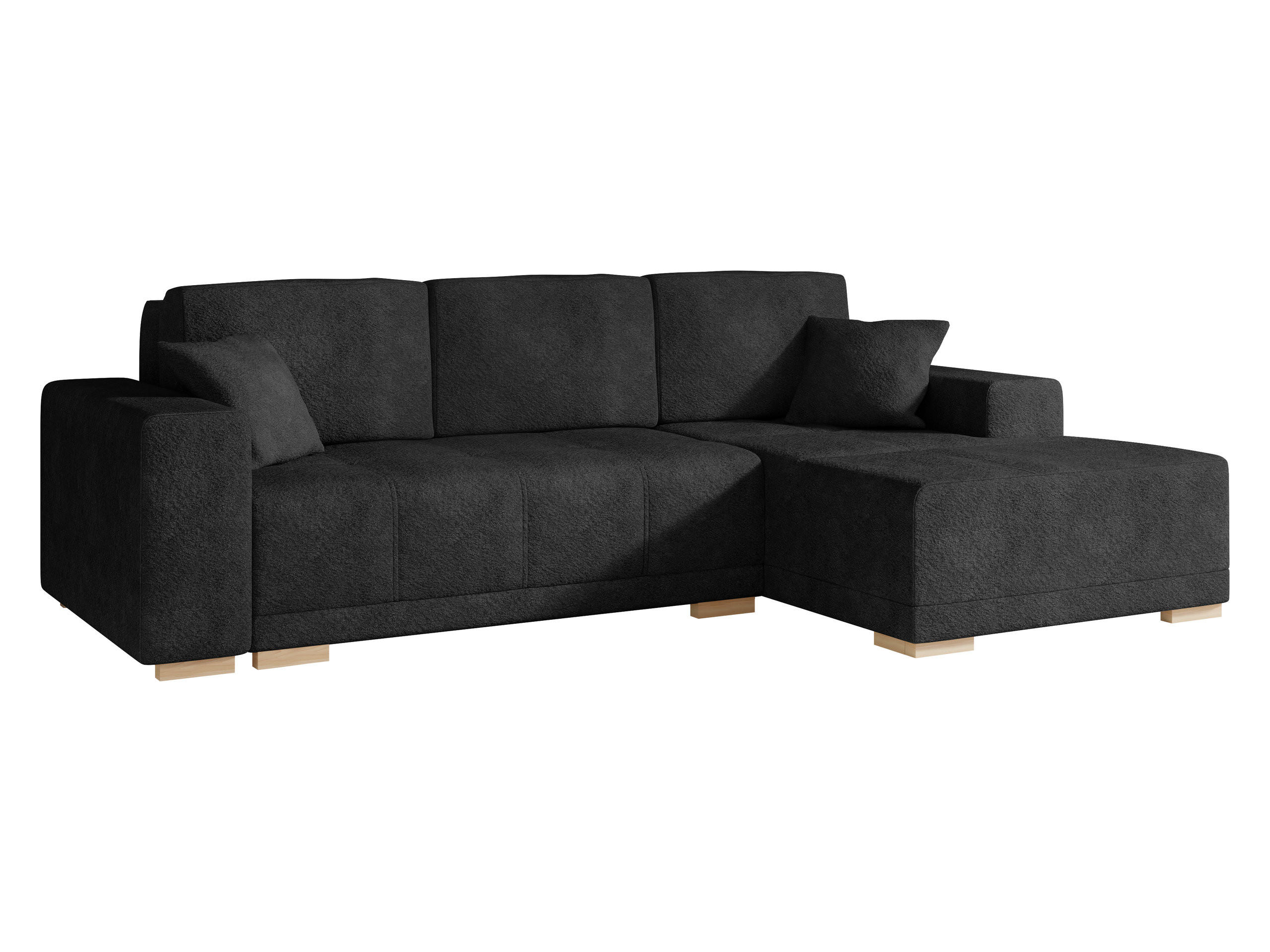 ECKSCHLAFSOFA Bello, Seite: Rechts - Schwarz/Naturfarben, Holz/Textil (140/240cm) - MIRJAN24