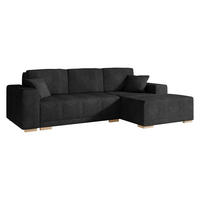 ECKSCHLAFSOFA Bello, Seite: Rechts - Schwarz/Naturfarben, Holz/Textil (140/240cm) - MIRJAN24