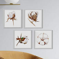POSTER Set mit 4 Baumwollblumen 30x30 cm Rahmenlos - Klar, Papier (30/3cm) - Nacnic