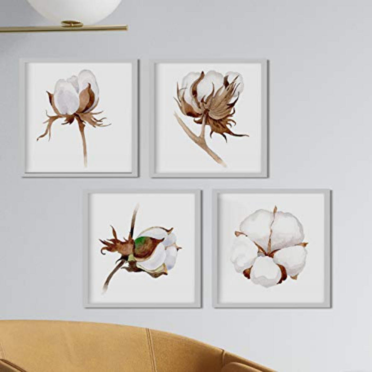 POSTER Set mit 4 Baumwollblumen 30x30 cm Rahmenlos - Klar, Papier (30/3cm) - Nacnic
