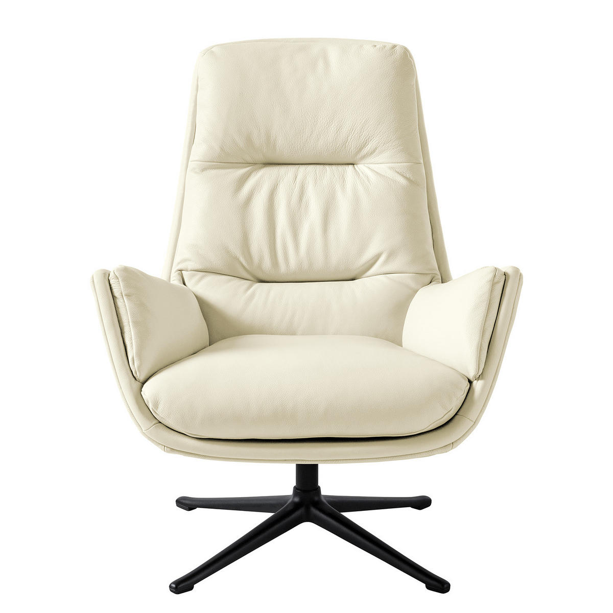 SESSEL mit Kreuzfuß - Schwarz/Weiß, Leder/Metall (83/95/97cm) - home24