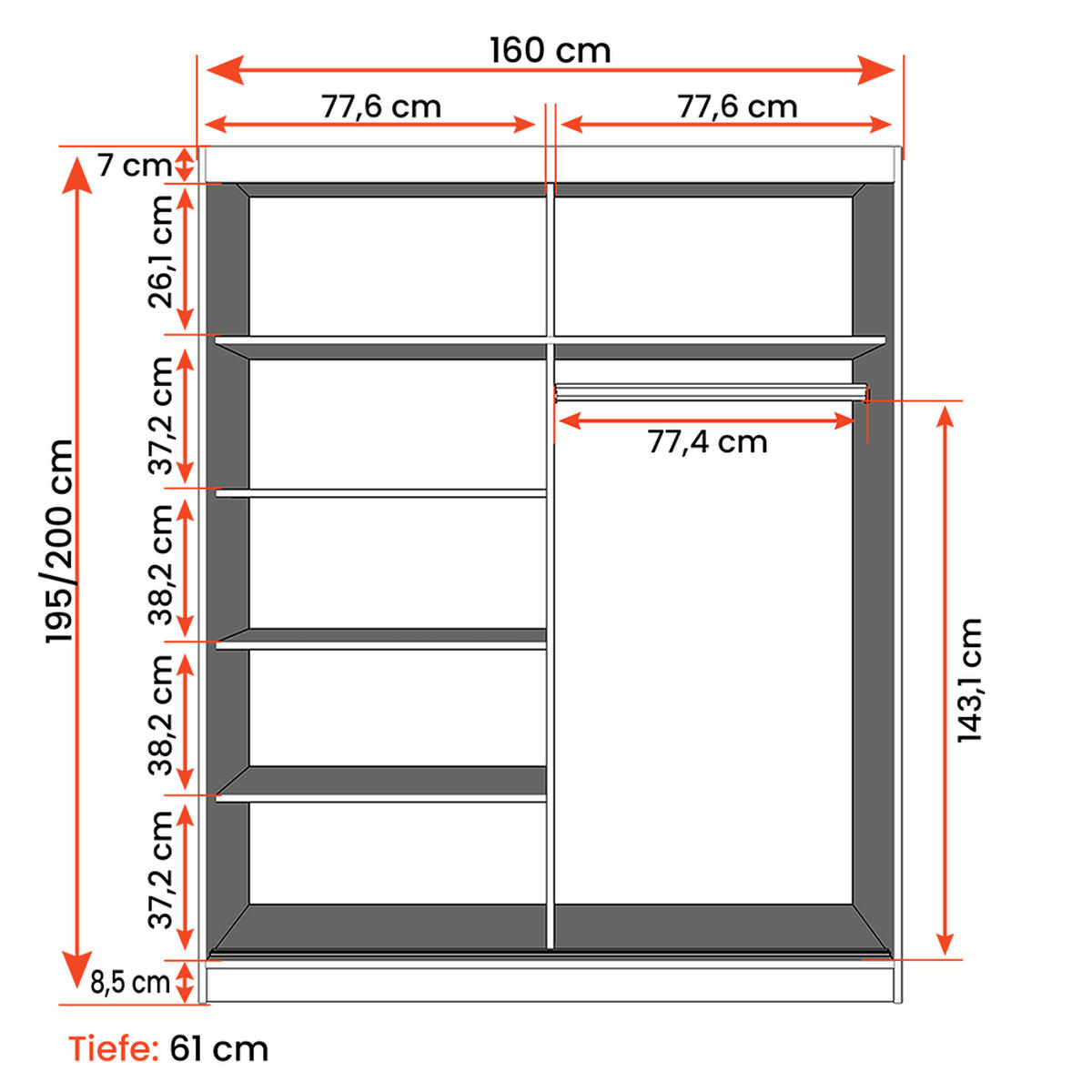 SCHWEBETÜRENSCHRANK Bono 05 Sonoma Eiche/Sonoma Eiche mit Spiegel 160 cm - Alufarben/Sonoma Eiche, Holzwerkstoff/Metall (160/195/61cm) - imoebel24