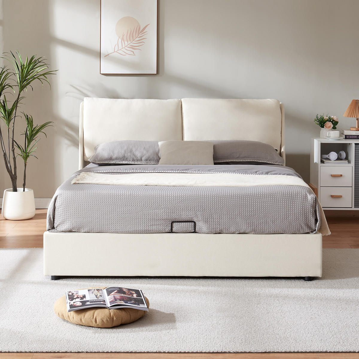 Beige, Holzwerkstoff/Kunststoff (160/200cm) - [en.casa]