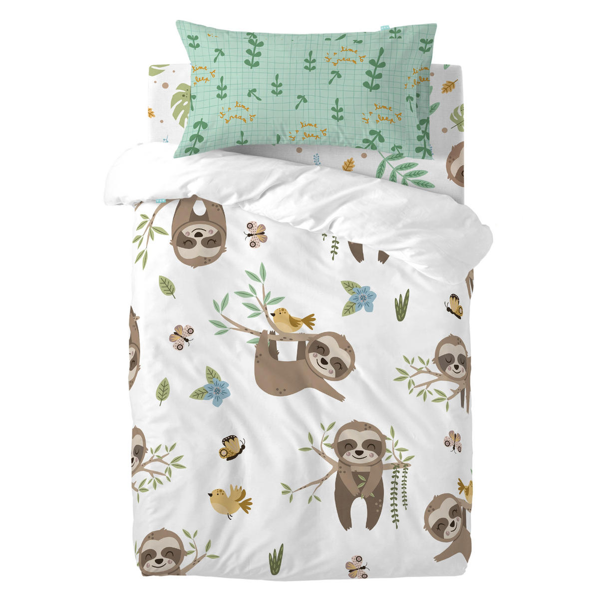 BETTBEZUG 2er-Set teiliges happy sloth 115x145 cm (kinderbett) mehrfarbig - Multicolor, Textil (115/145cm) - Happy Friday