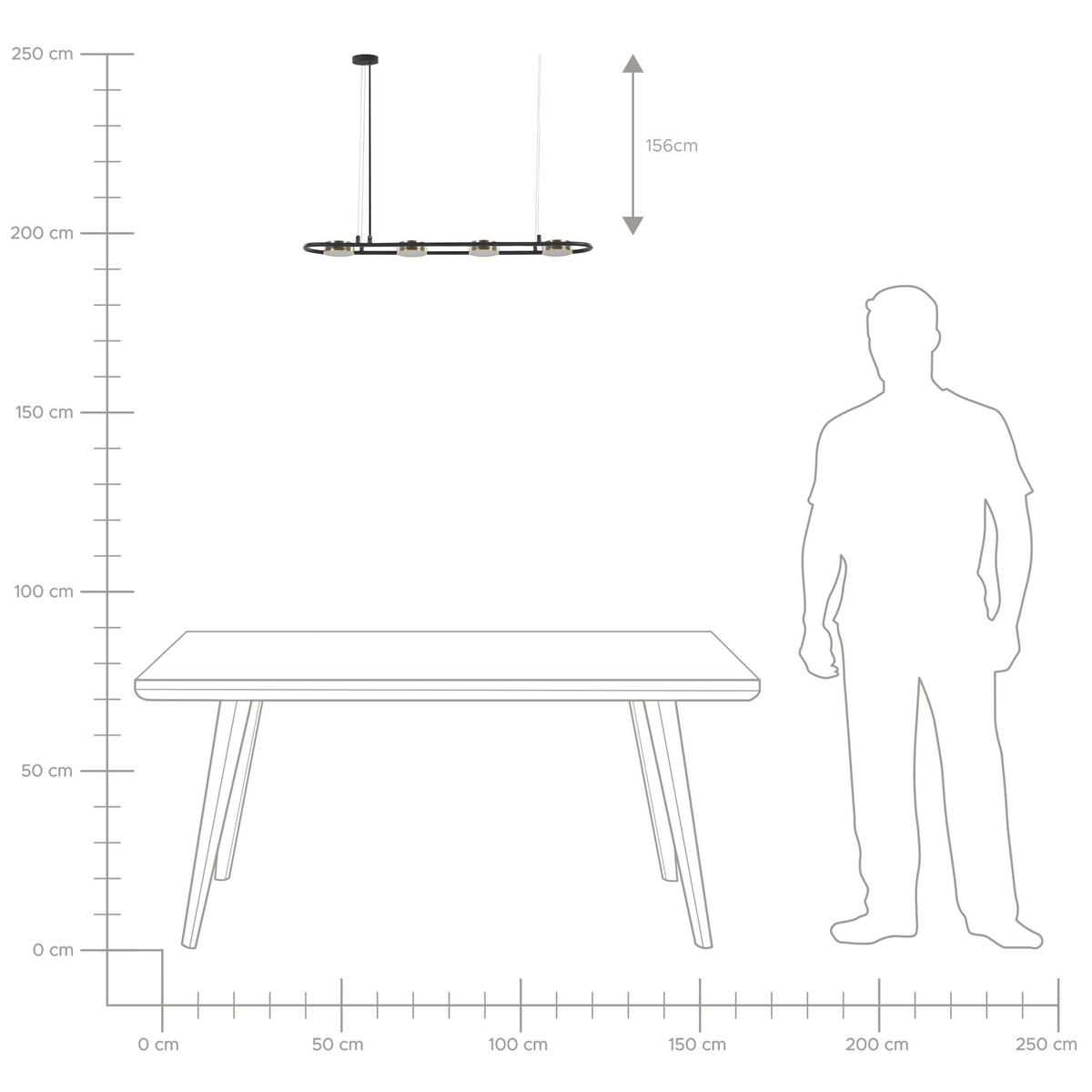 HÄNGELEUCHTE Mali 13/85/159 cm - Schwarz, Metall (13/85/159cm) - Beliani