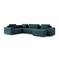 PANORAMASOFA Lorenzo 5 Sitzplätze Blau - Blau, Holz (378/85/236cm) - Petits-meubles