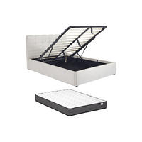 BETT mit Bettkasten - 2 Personen - Stoff - Weiß - - Weiß, Textil (160/200cm) - Vente-Unique