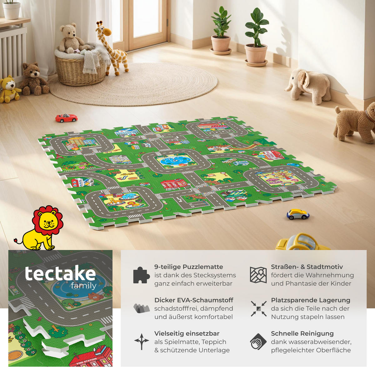PUZZLEMATTE Mycity,90,5 x 90,5 cm,bunt - Multicolor, Kunststoff (90.5/90.5cm) - tectake