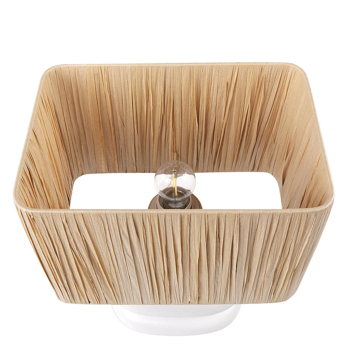 TISCHLEUCHTE Weiß/Heller Holzfarbton Judy - Hellbraun/Weiß, Keramik (28/28/42cm) - Beliani
