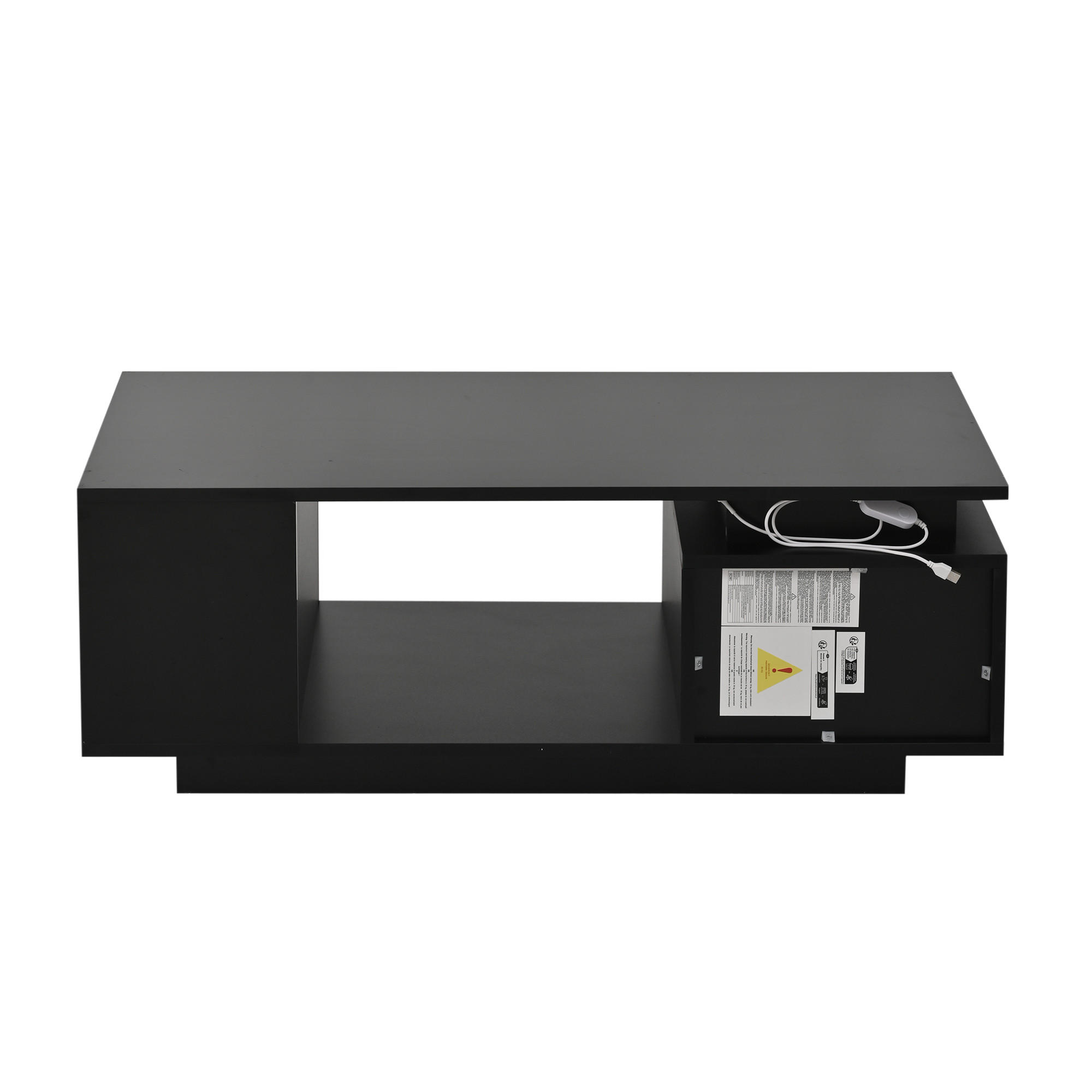 COUCHTISCH DE-095 LED Schwarz - Schwarz, Holzwerkstoff (50/100/36cm) - ComfortXL